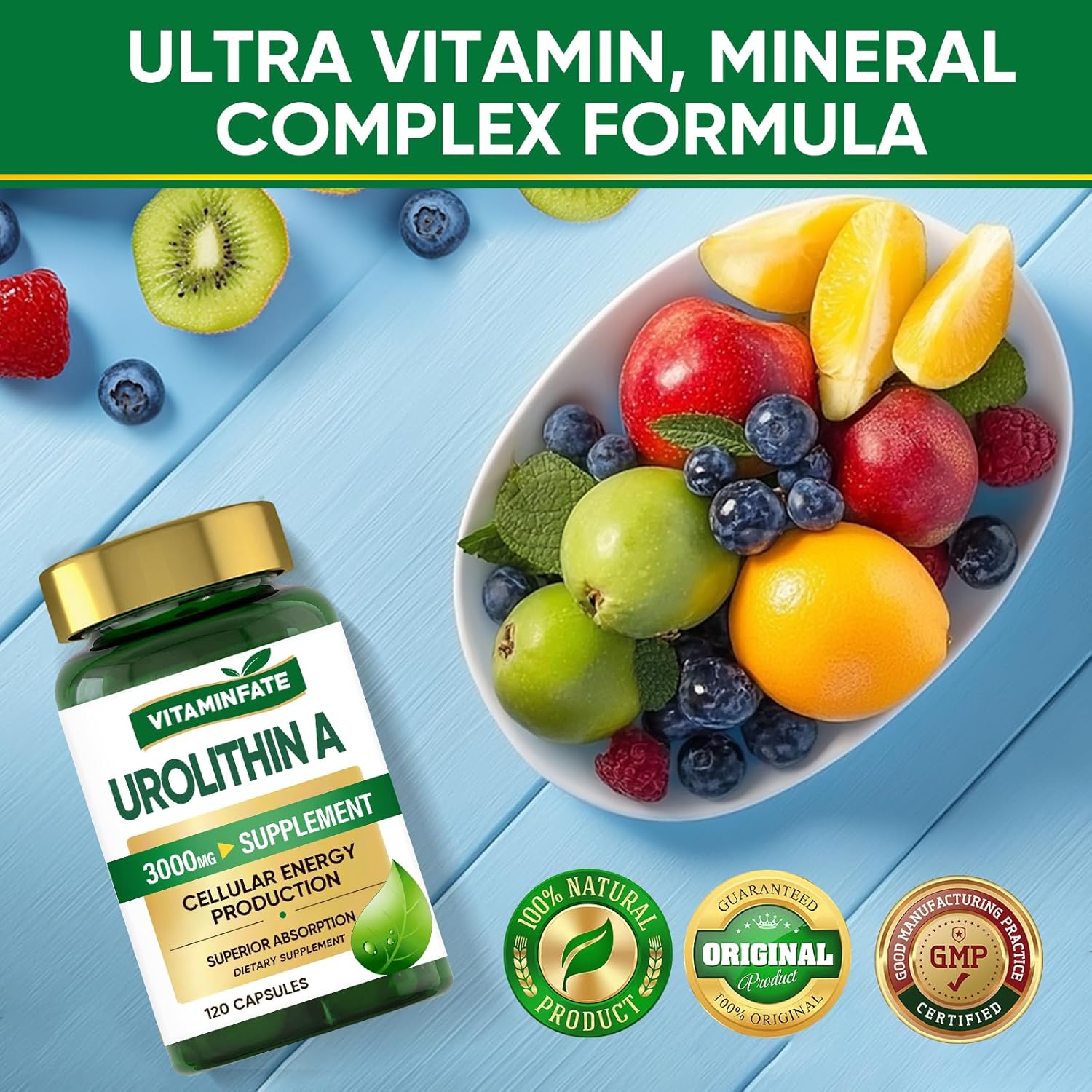 3000 MG Urolithin A Supplement - 120 Capsules for Enhanced Healthy Aging & Cell Repair