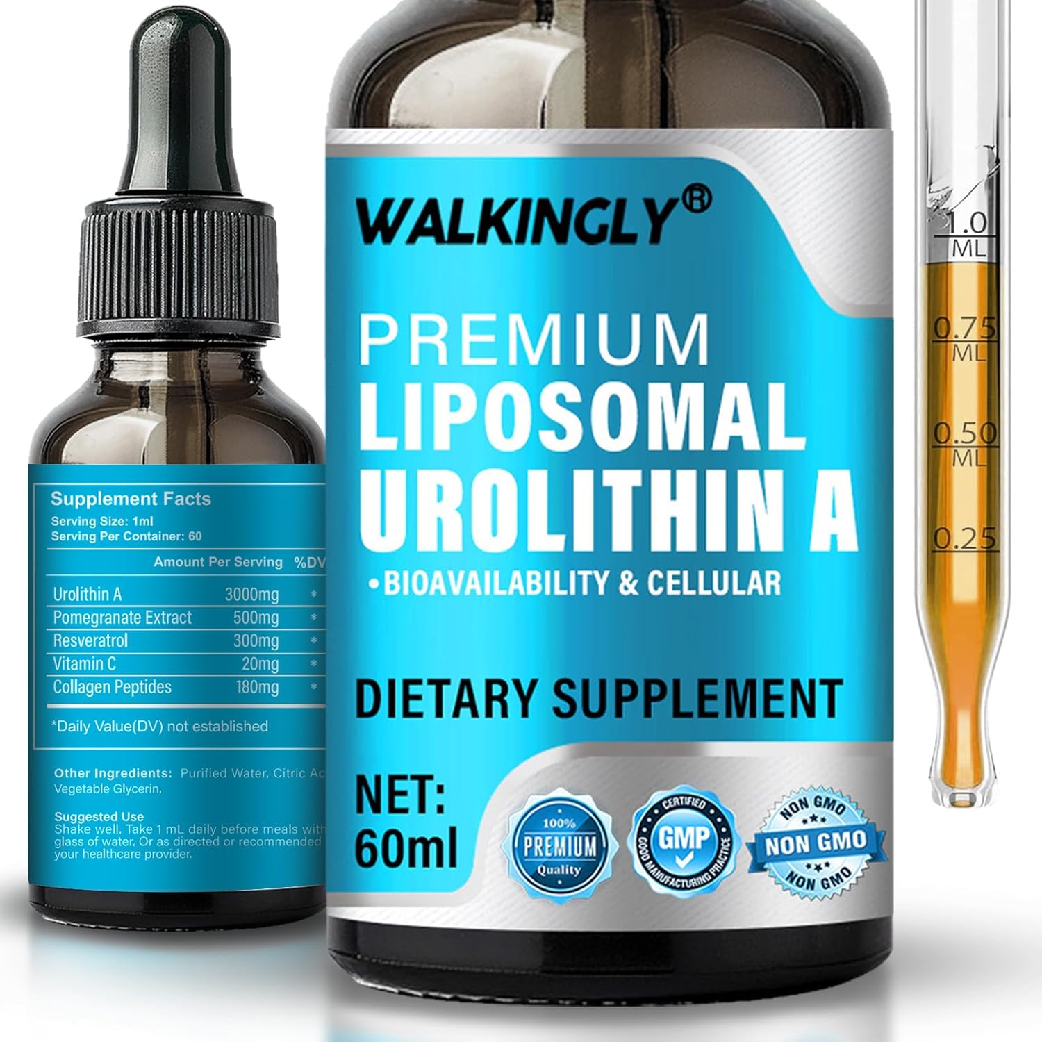 3000mg Liquid Urolithin A Supplement for Enhanced Walking Performance