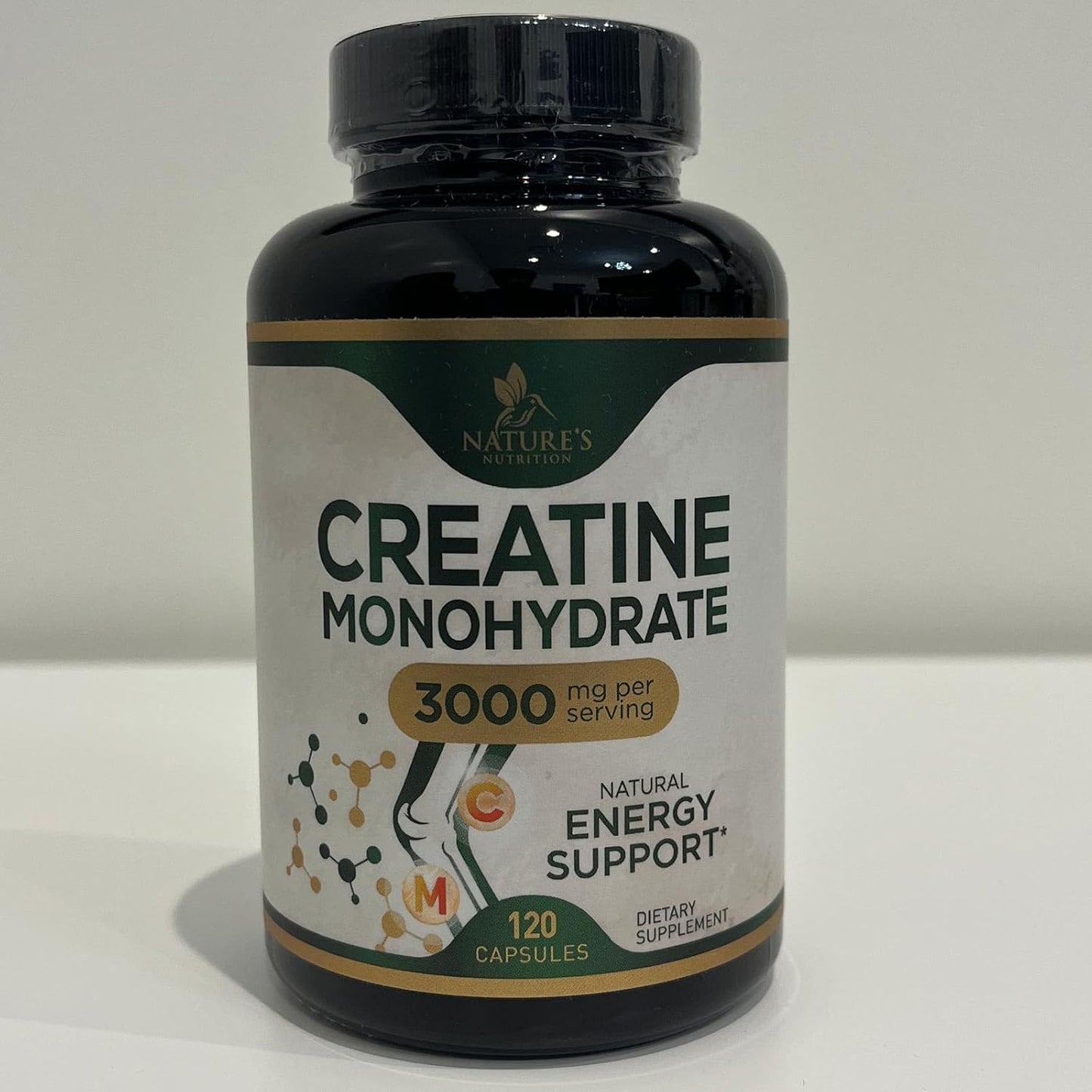 3,000mg Nature's Nutrition Creatine Monohydrate Capsules for Lean Muscle Strength & Endurance - 120 Capsules