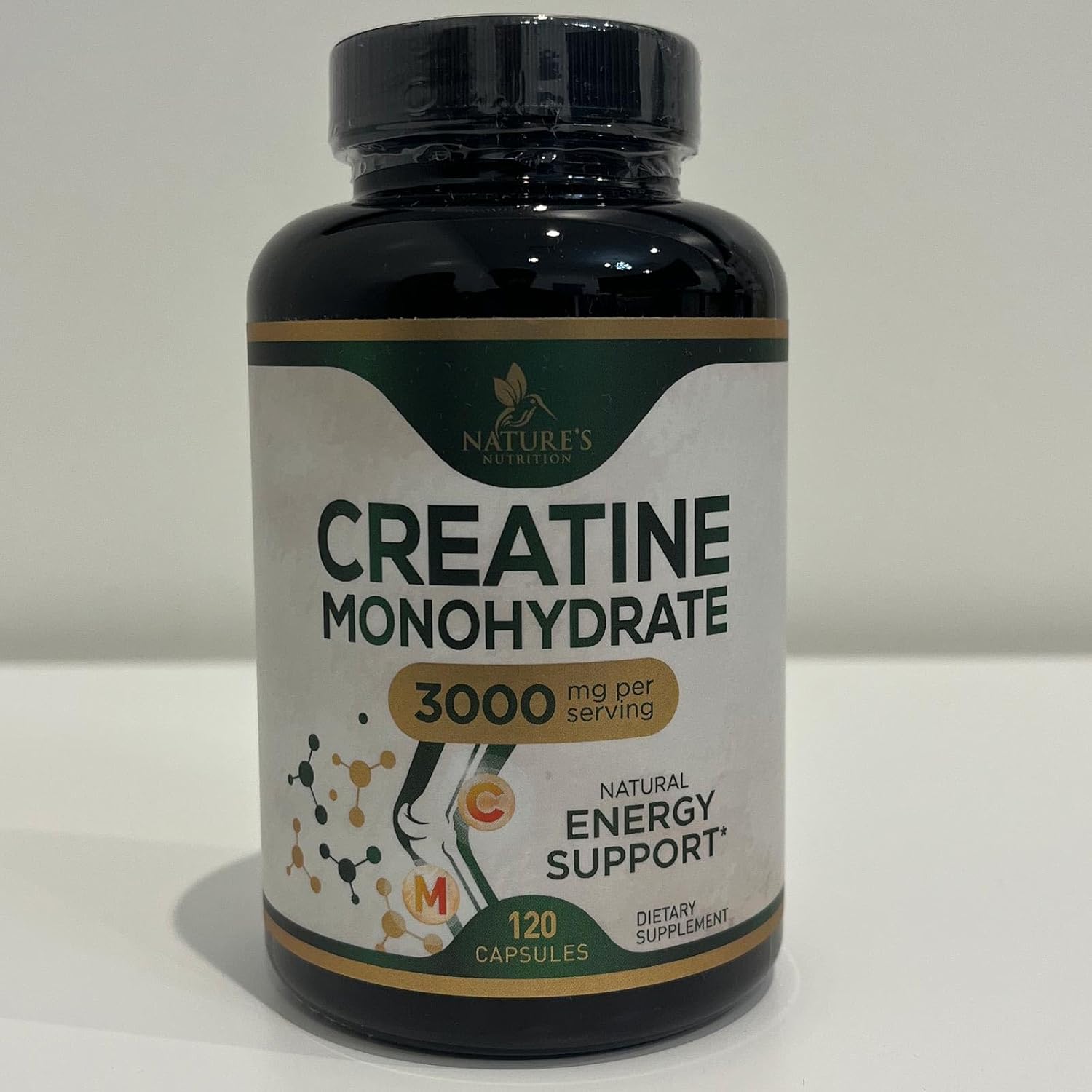 3,000mg Nature's Nutrition Creatine Monohydrate Capsules for Lean Muscle Strength & Endurance - 120 Capsules