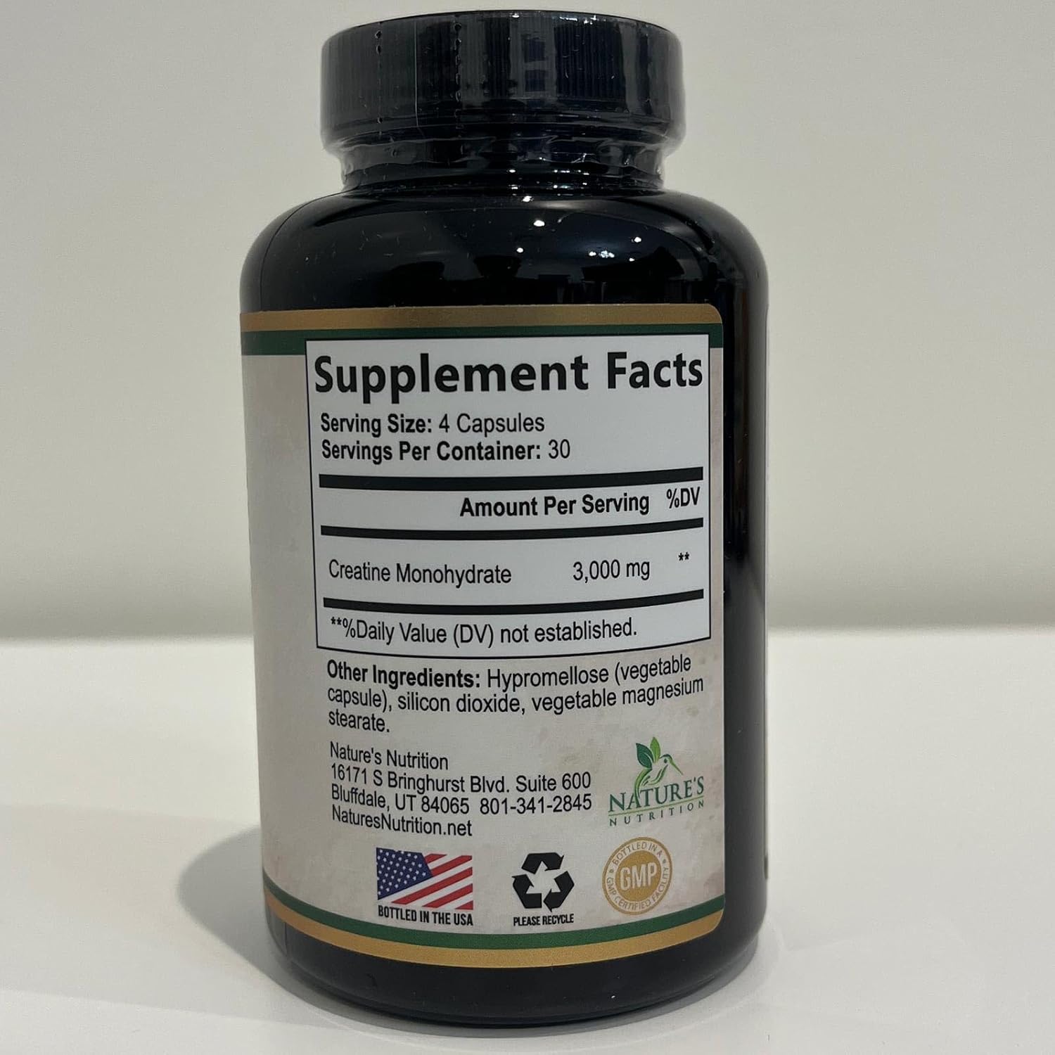 3,000mg Nature's Nutrition Creatine Monohydrate Capsules for Lean Muscle Strength & Endurance - 120 Capsules