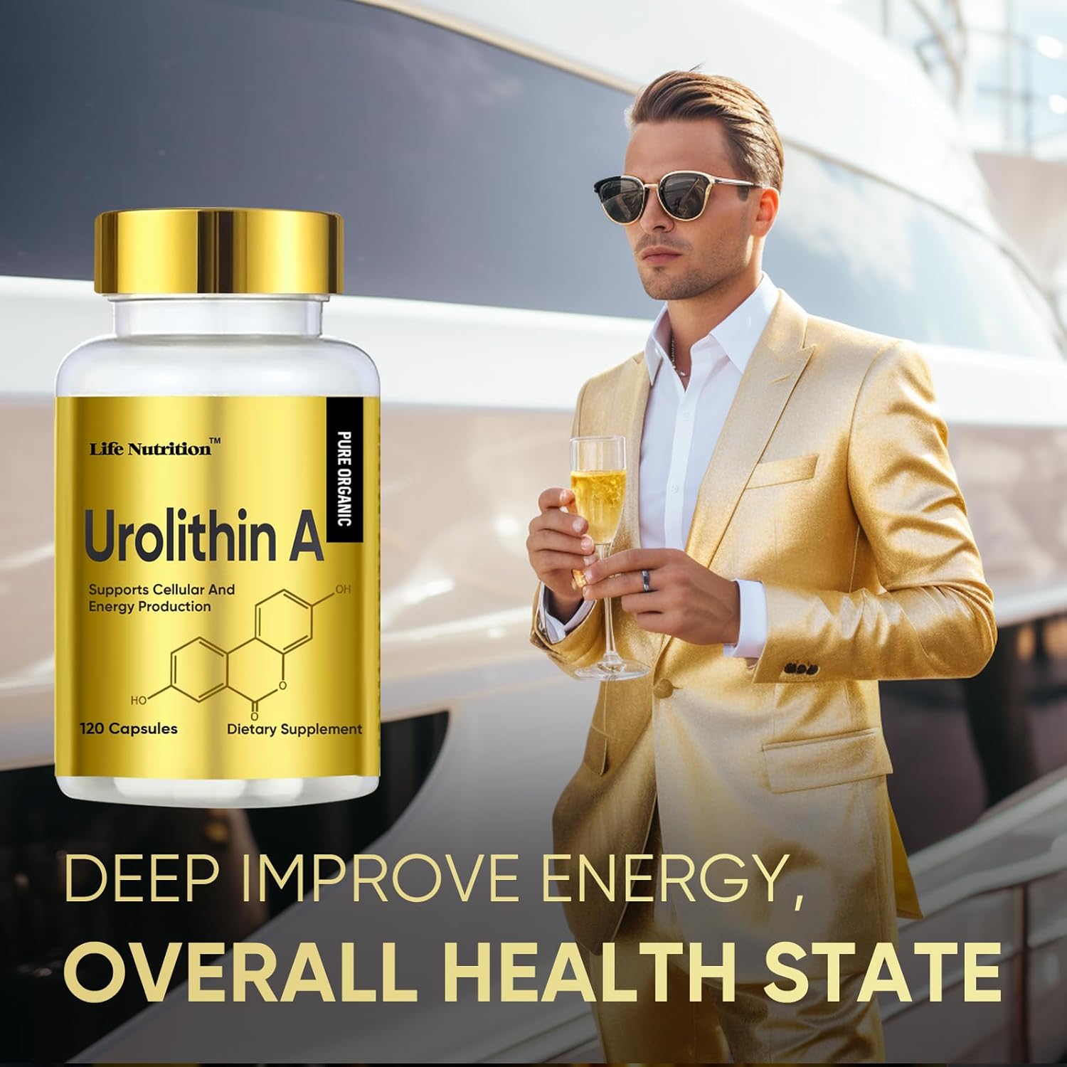 3000mg Urolithin A+ Capsules for Enhanced Strength - 120 Count, Made in USA - Advanced Cellular Health Support & Vitality Boost