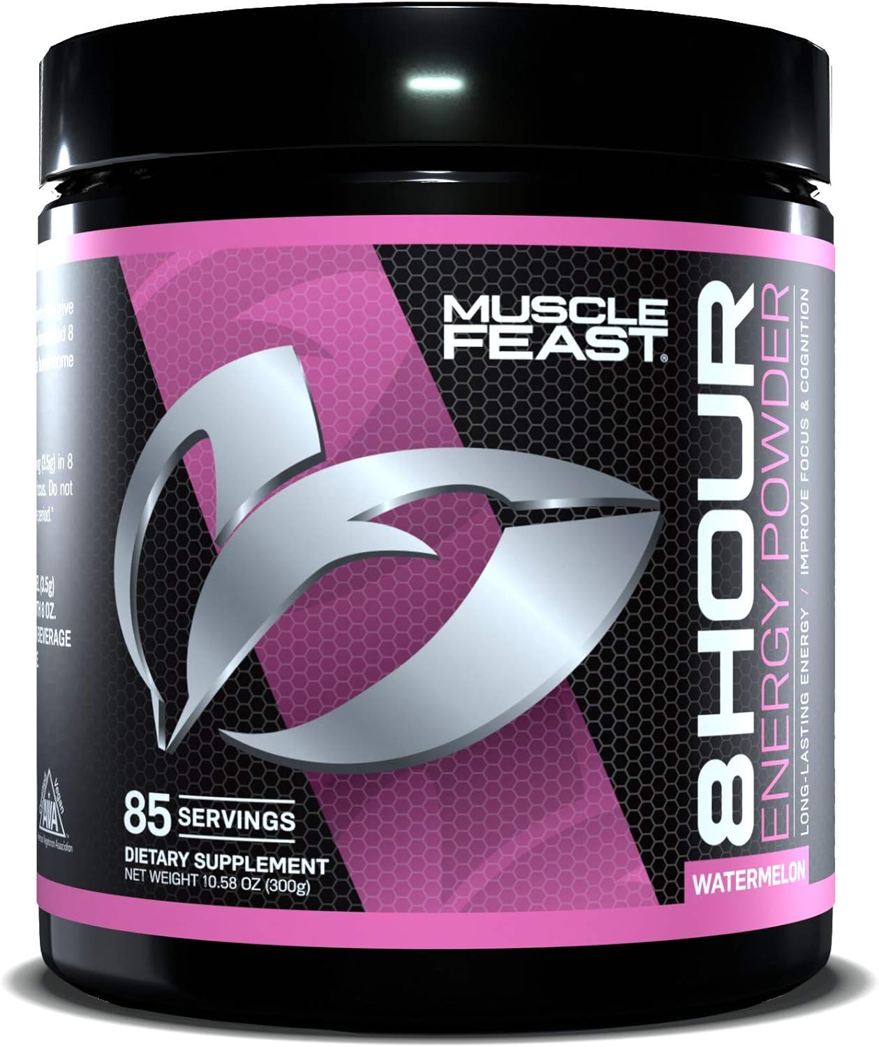 300g Muscle Feast Sugar-Free Watermelon Pre-Workout with 8 Hour Energy - Keto-Friendly & Zero Calorie