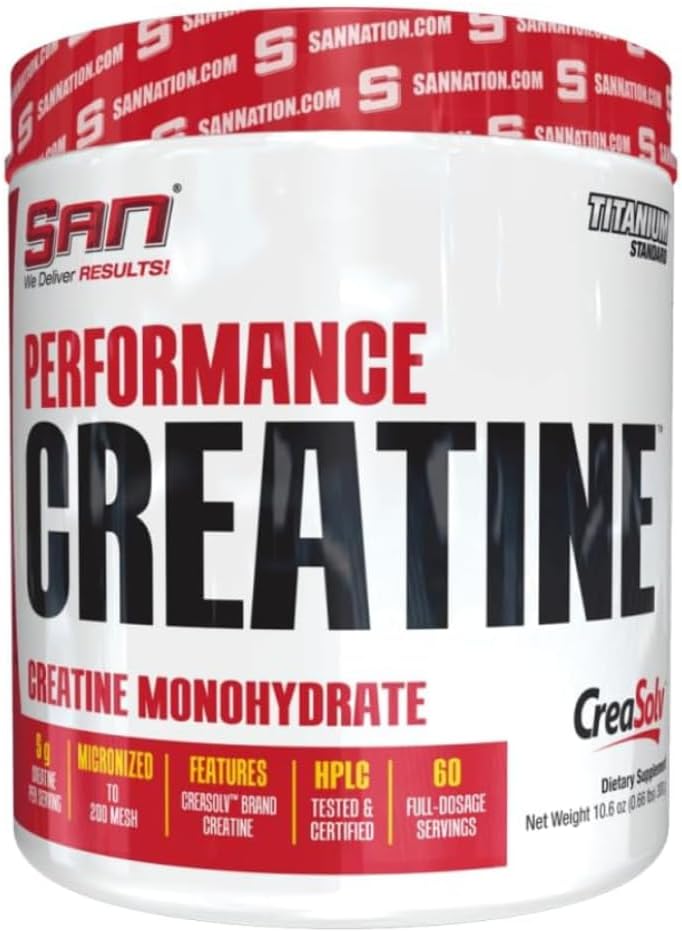 300g SAN Performance Creatine: Enhances Muscle Growth and Athletic Stamina, 60 Servings