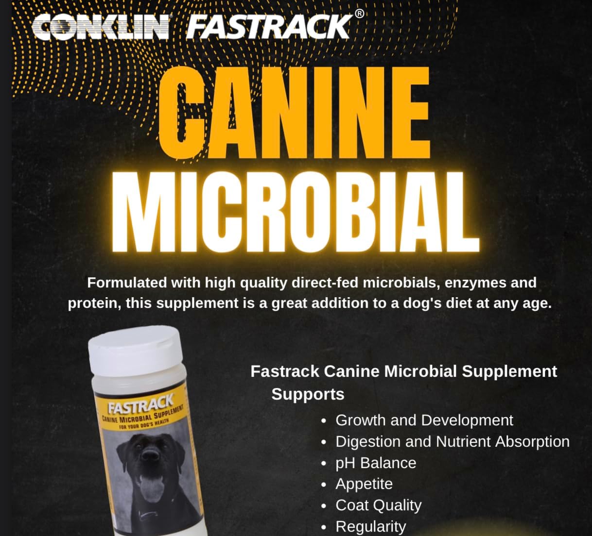 300gm Conklin Fastrack Canine Probiotic Supplement for Dogs - Digestive Health and Immune Support