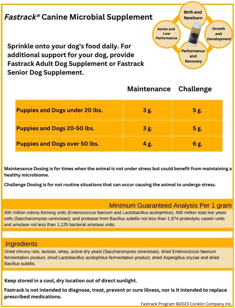 300gm Conklin Fastrack Canine Probiotic Supplement for Dogs - Digestive Health and Immune Support