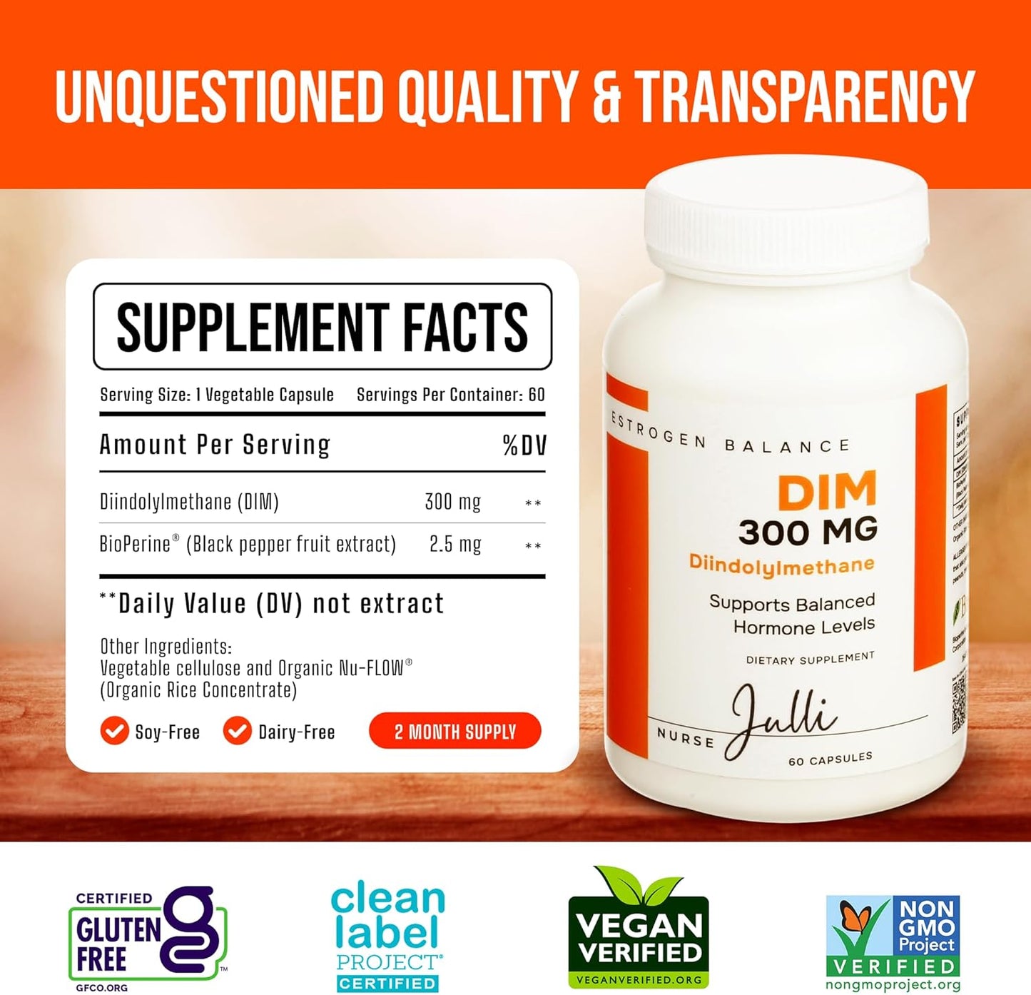 300mg DIM Supplement for Estrogen Balance in Men and Women | Supports Menopause, PCOS, Hormonal Acne | Antioxidant Boost | Enhanced with Natural Metabolites | Made in USA | 60 Ct.