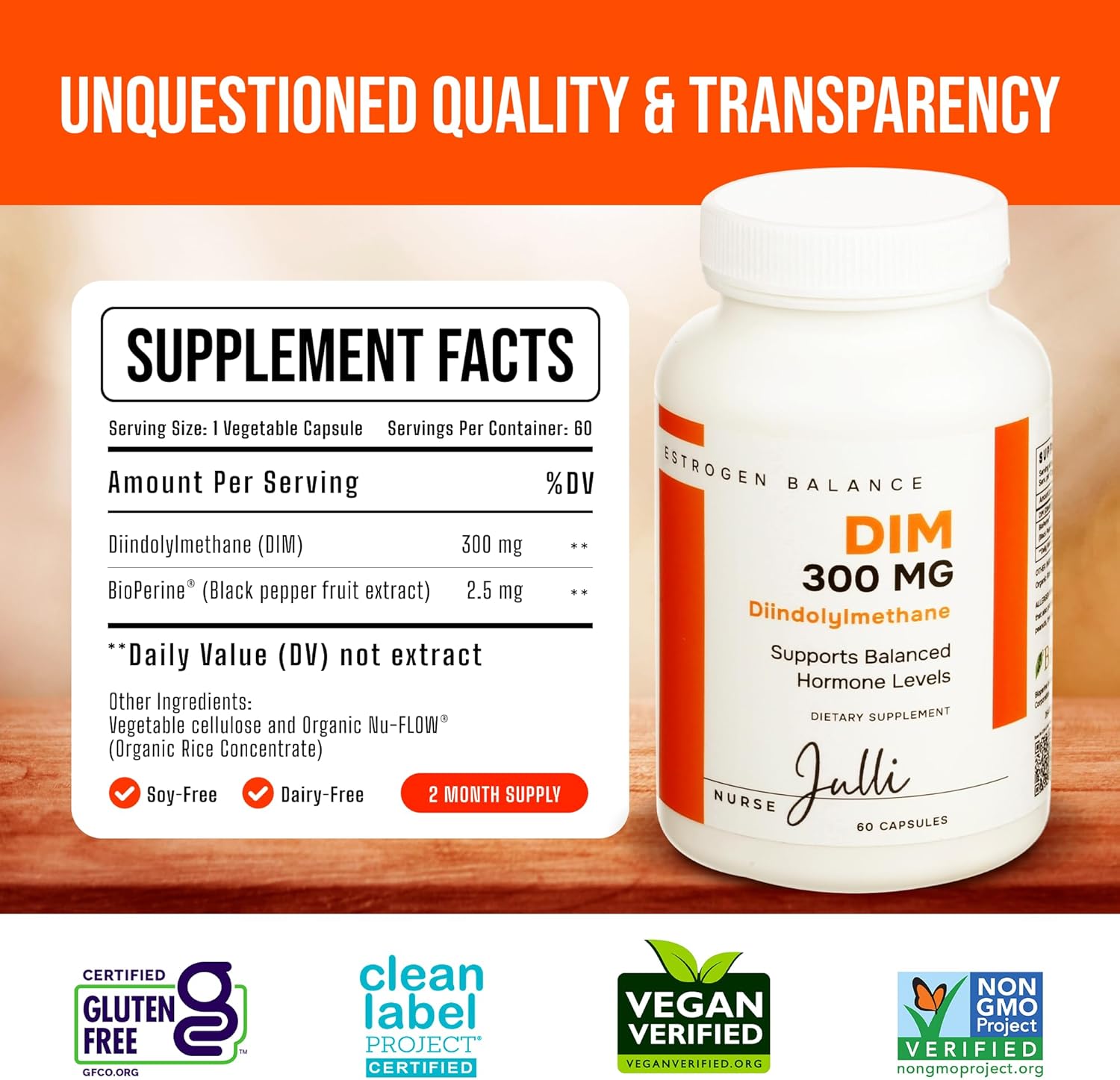 300mg DIM Supplement for Estrogen Balance in Men and Women | Supports Menopause, PCOS, Hormonal Acne | Antioxidant Boost | Enhanced with Natural Metabolites | Made in USA | 60 Ct.