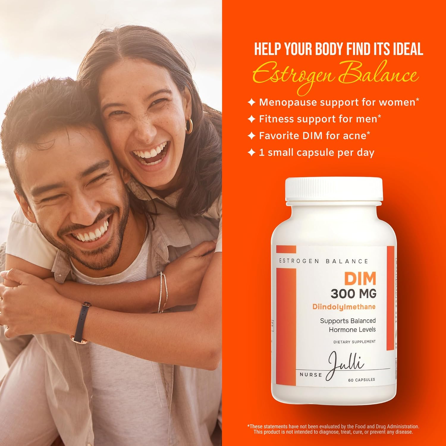 300mg DIM Supplement for Estrogen Balance in Men and Women | Supports Menopause, PCOS, Hormonal Acne | Antioxidant Boost | Enhanced with Natural Metabolites | Made in USA | 60 Ct.