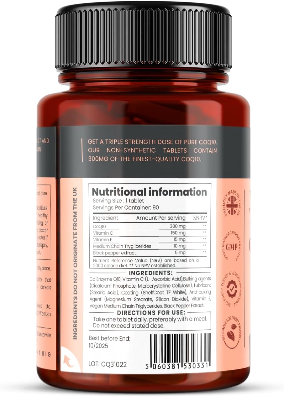 300mg Fermented CoQ10 Tablets x 90 with Vitamin C & Black Pepper Extract
