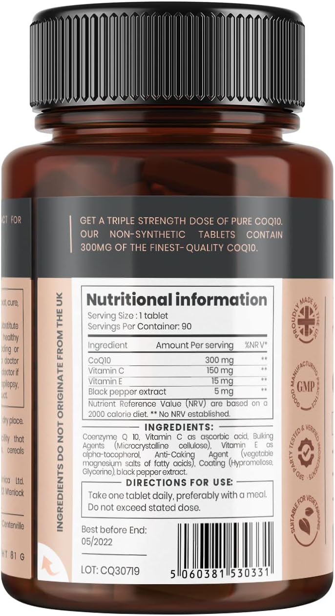 300mg Fermented CoQ10 Tablets x 90 with Vitamin C & Black Pepper Extract