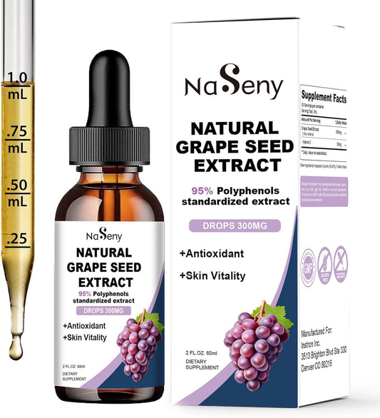 300mg Grape Seed Extract Liquid Supplement - Maximum Strength Tincture, 95% Polyphenols, Non-GMO - 60ml