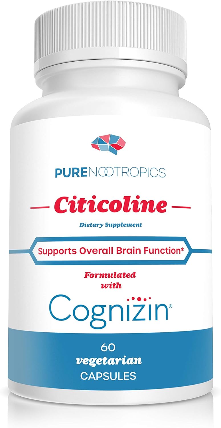300mg Pure Nootropics CDP Choline Capsules - 60 Veg Caps, Cognitive Support, Memory, Attention, Brain Health, Bioavailable Citicoline
