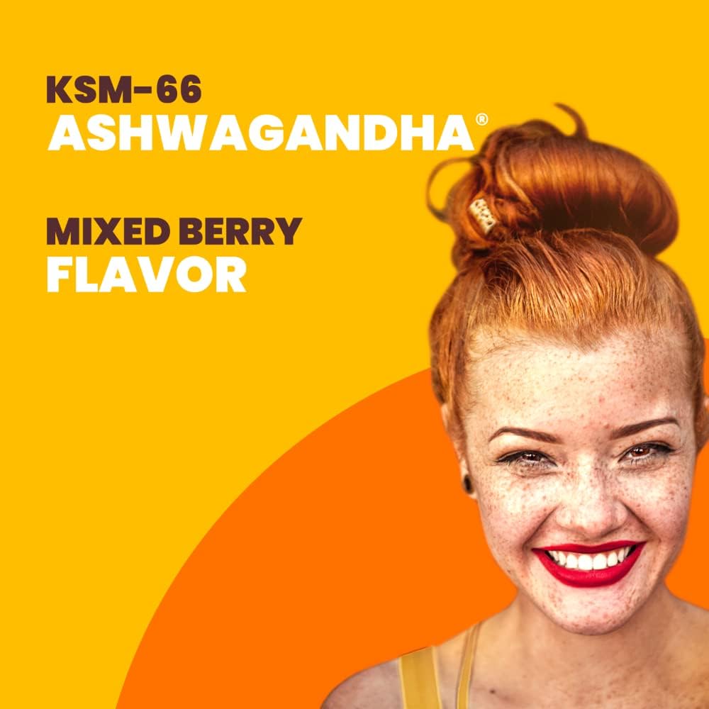 300mg Sundown Ashwagandha Gummies with KSM-66 Extract - Mixed Berry Flavor, 90 Gummies