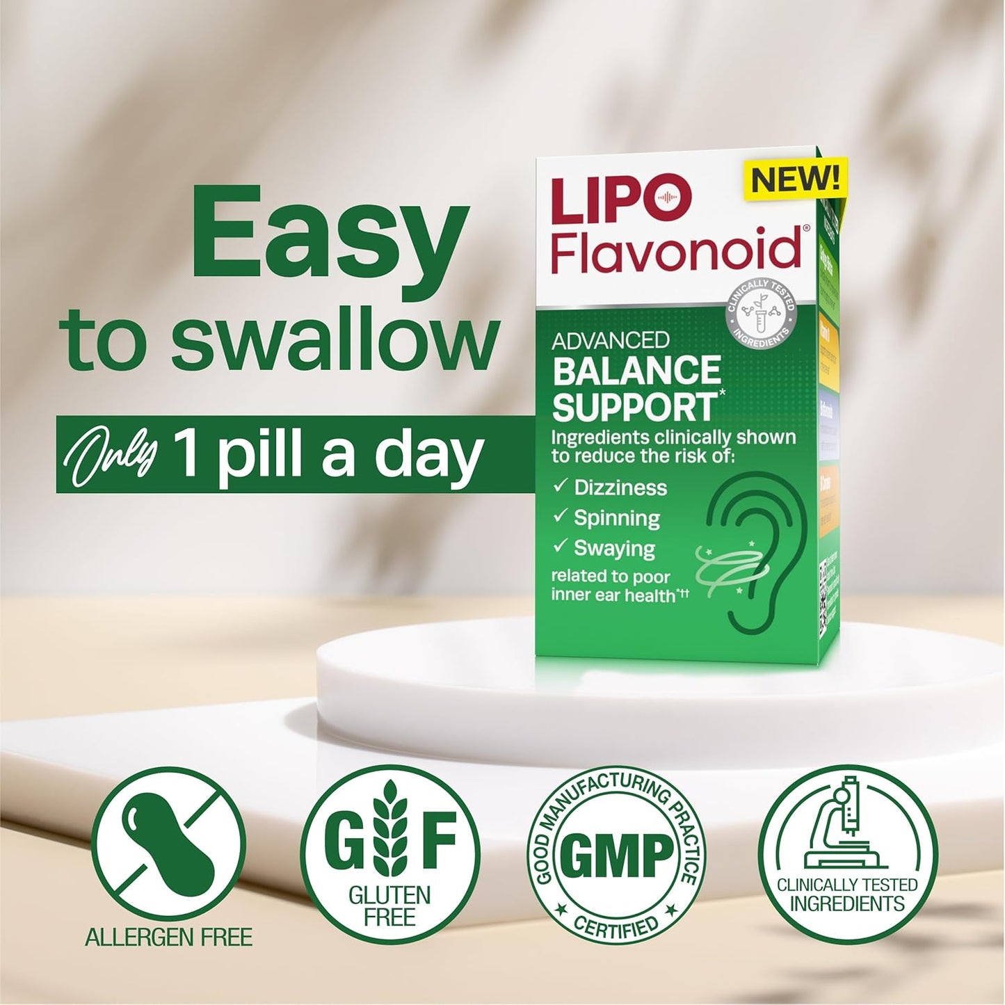30ct Lipo-Flavonoid Balance Support Supplement for Inner Ear Health - Reduces Vertigo Symptoms - 2 Pack