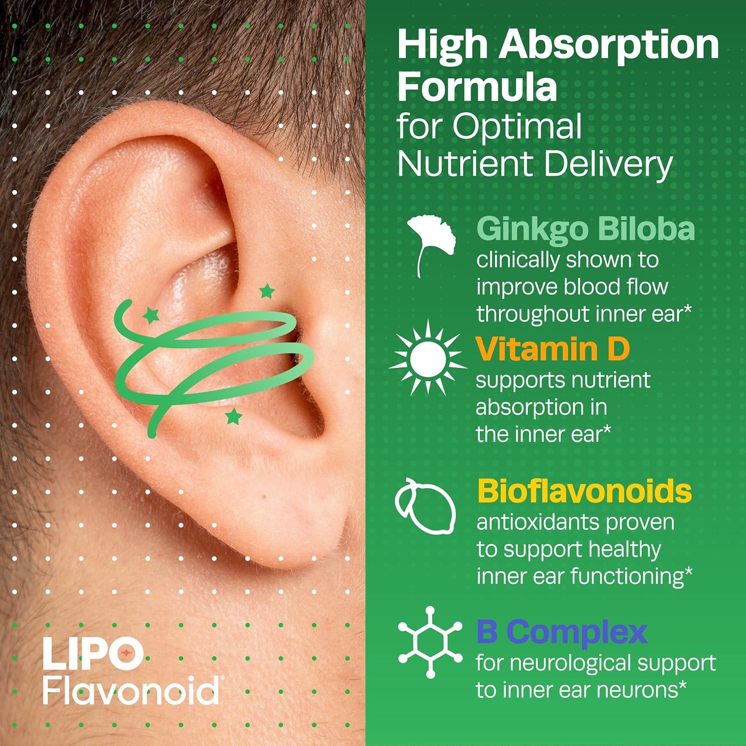 30ct Lipo-Flavonoid Balance Support Supplement for Inner Ear Health - Reduces Vertigo Symptoms - 2 Pack