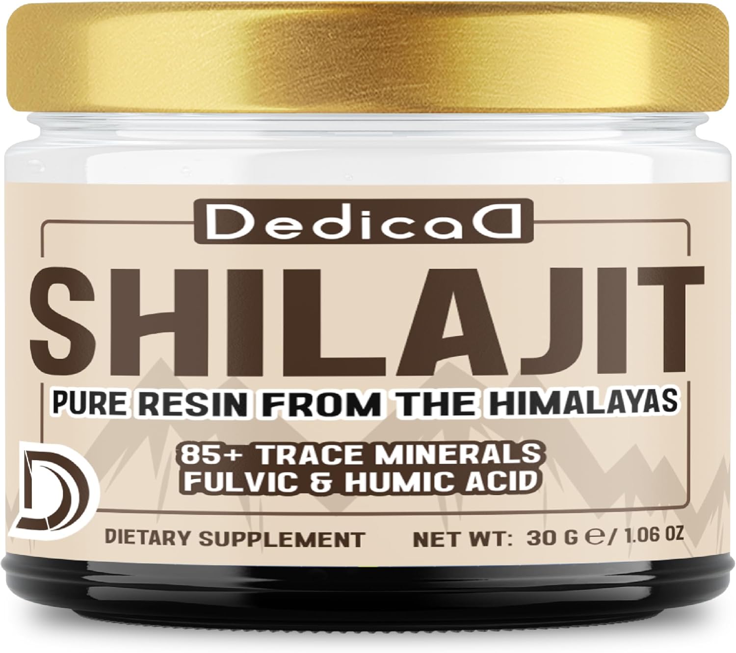 30g DEDICAD Shilajit Pure Himalayan Organic Resin - Natural Supplement with Fulvic & Humic Acid - 60 Servings for Body Balance, Heart, Immune Health