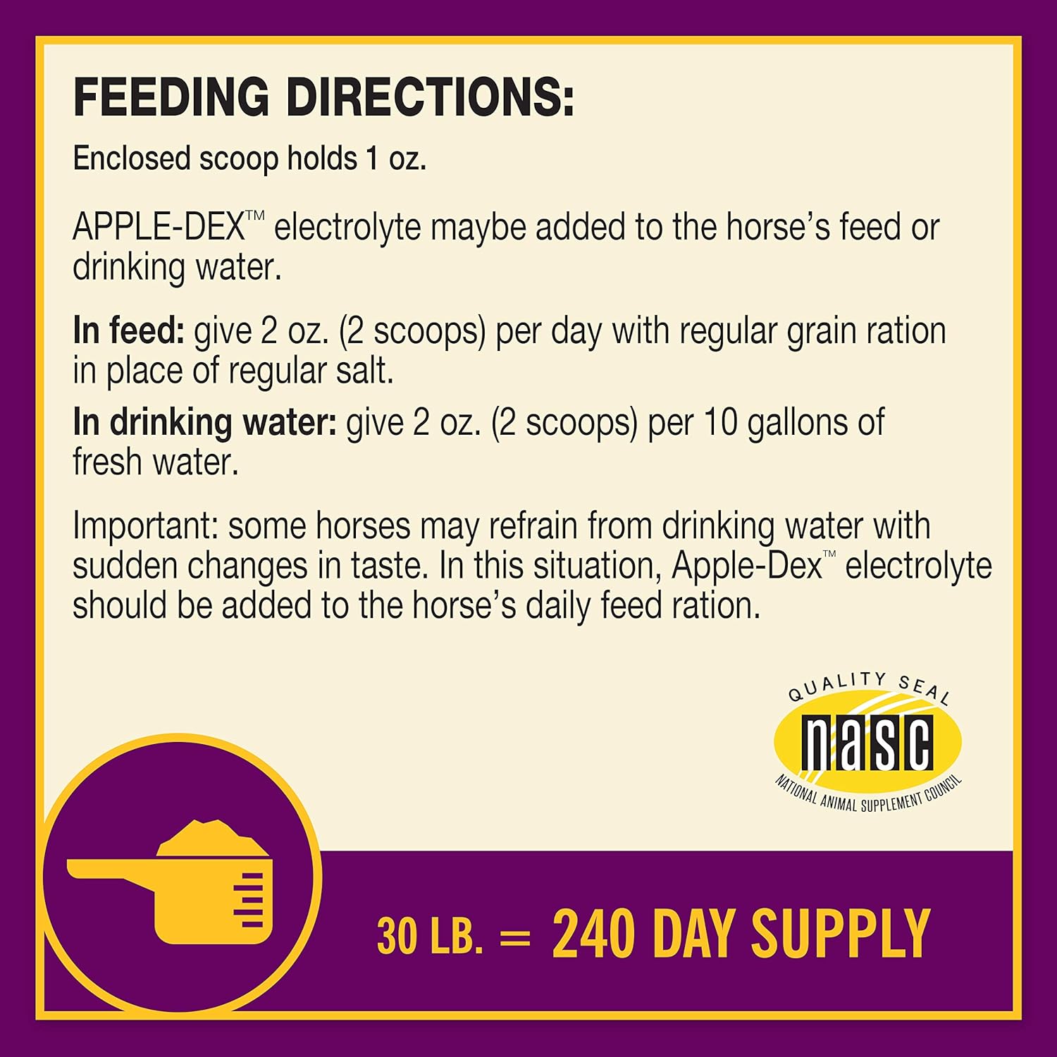 30lb Farnam Horse Health Apple-Dex Electrolytes for 240 Days
