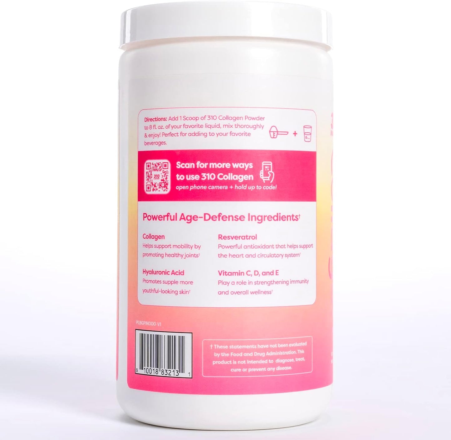 310 Nutrition Collagen Peptides Protein Powder Supplement with Multi Collagen Protein, Vitamins C, D, E - Keto Pink Lemonade 30 Servings