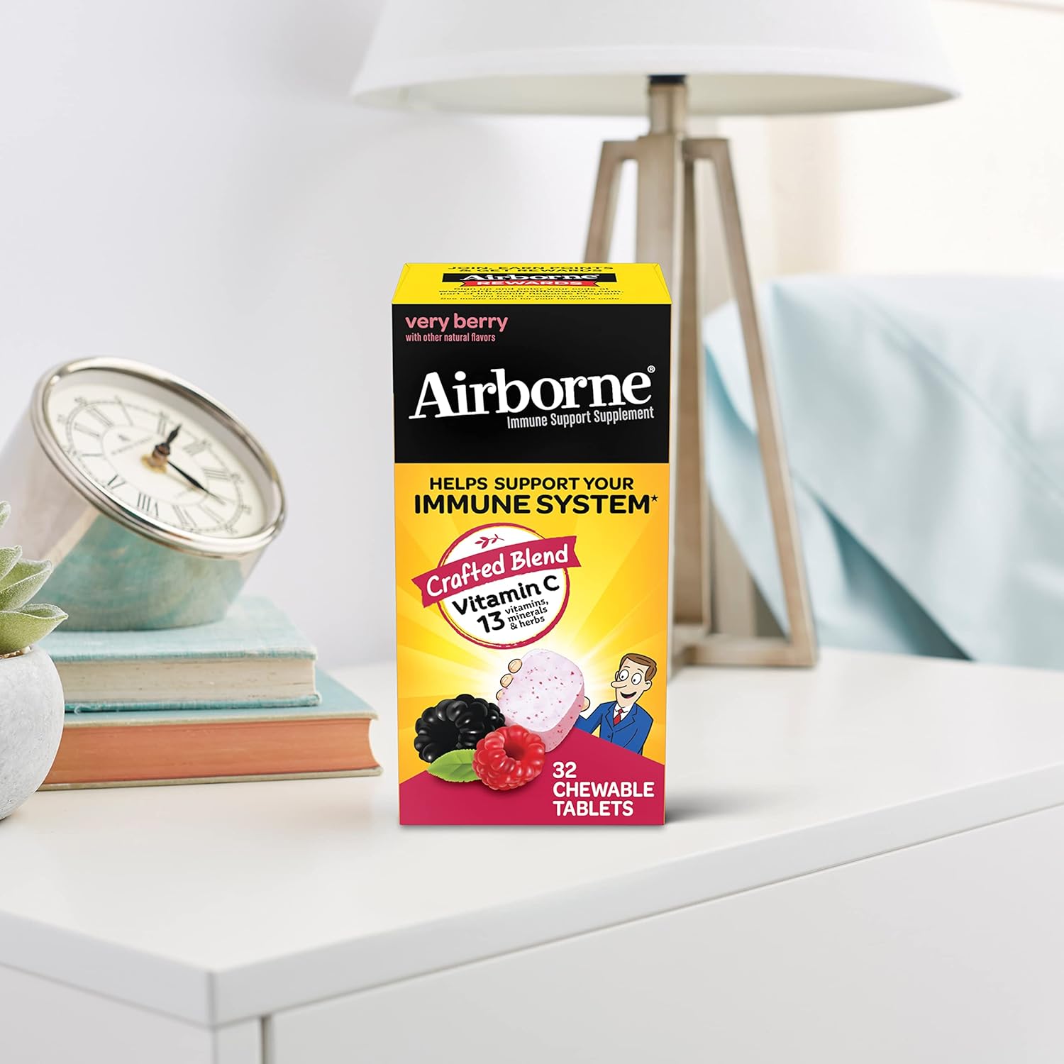 32-Count Airborne Very Berry Chewable Vitamin C Tablets for Immune Support with Zinc & Antioxidants