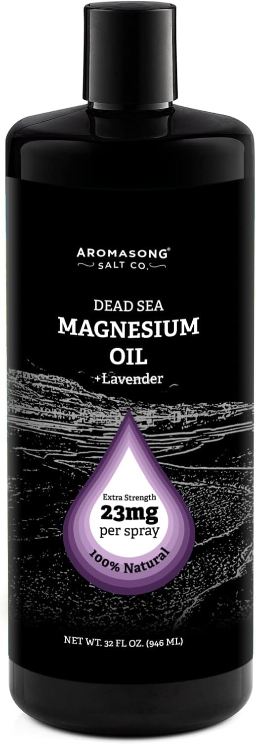 32 Oz Aromasong Lavender Ultra-Pure Magnesium Spray - Extra Strength with 23mg Magnesium per Spray - Soothes Headaches and Leg Discomfort, Promotes Relaxing Sleep