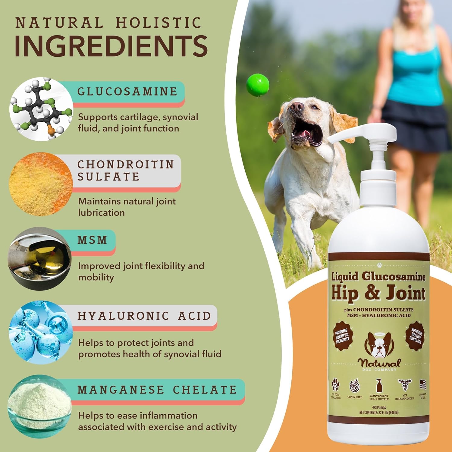 32 oz. Natural Dog Company Bundle with Wild Alaskan Salmon Oil and Liquid Glucosamine for Joint Support