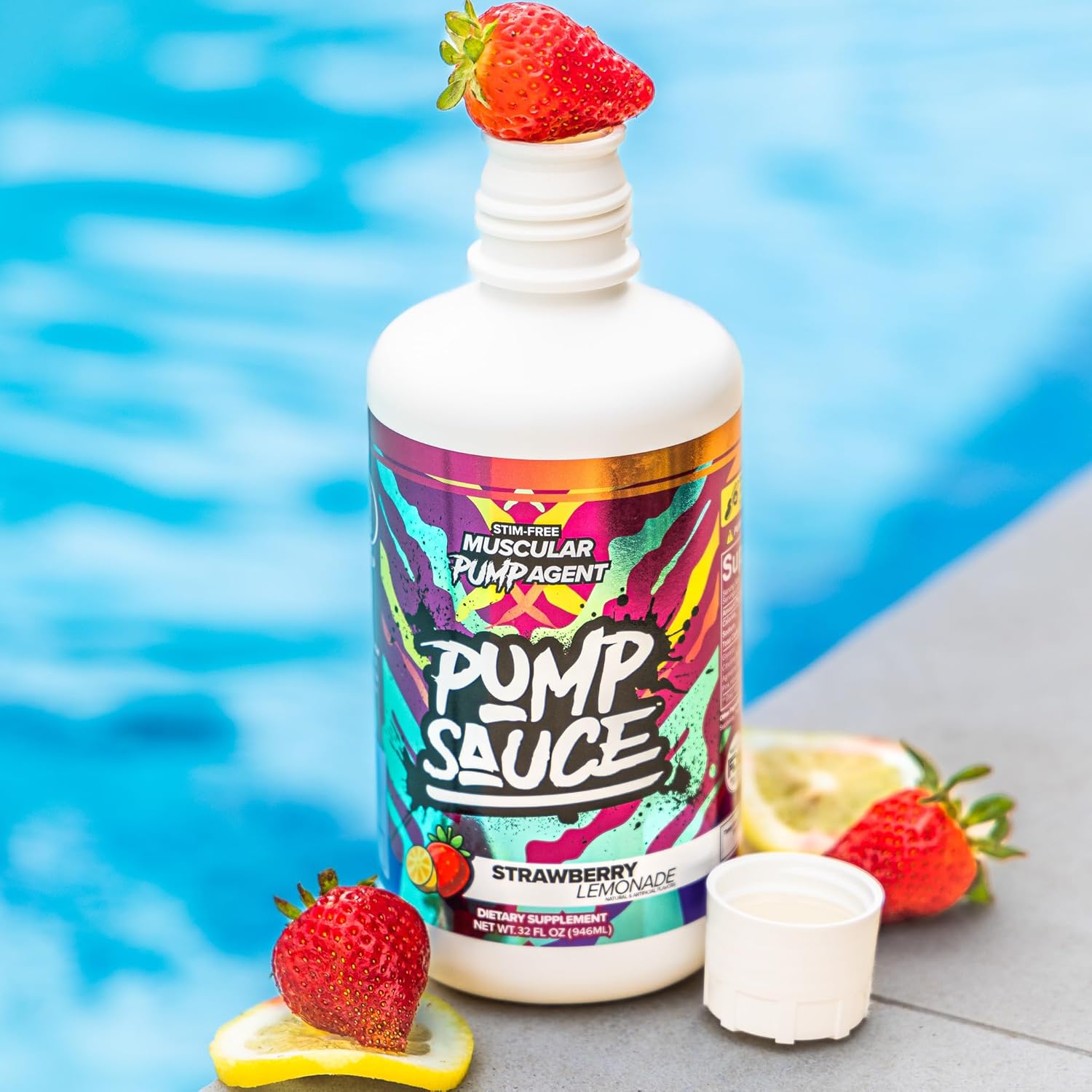 32 oz Strawberry Lemonade Pump Sauce Pre-Workout - Caffeine-Free, Full Spectrum Liquid, Gluten-Free, Vegan, Zero Sugar