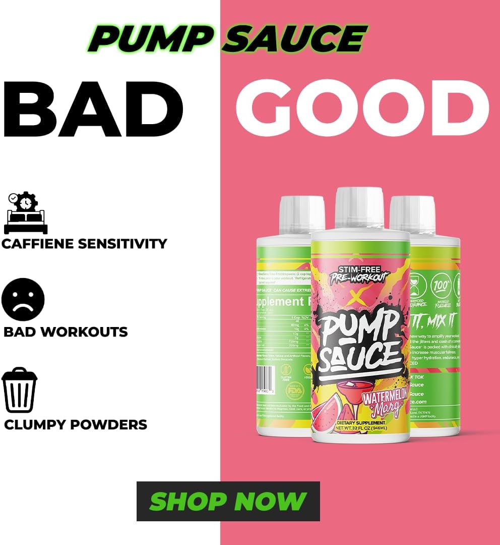 32 oz Strawberry Lemonade Pump Sauce Pre-Workout - Caffeine-Free, Full Spectrum Liquid, Gluten-Free, Vegan, Zero Sugar