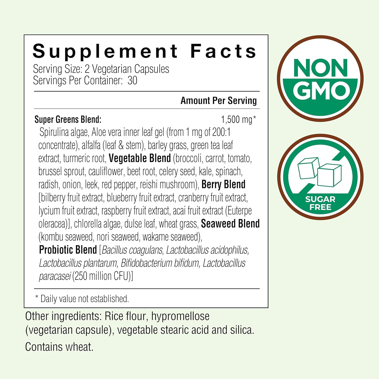 32 Superfood Vegicaps: Whole Food Supplement with Greens, Fruits, Vegetables, Mushrooms, Probiotics - Antioxidants, Phytonutrients - 60 Count