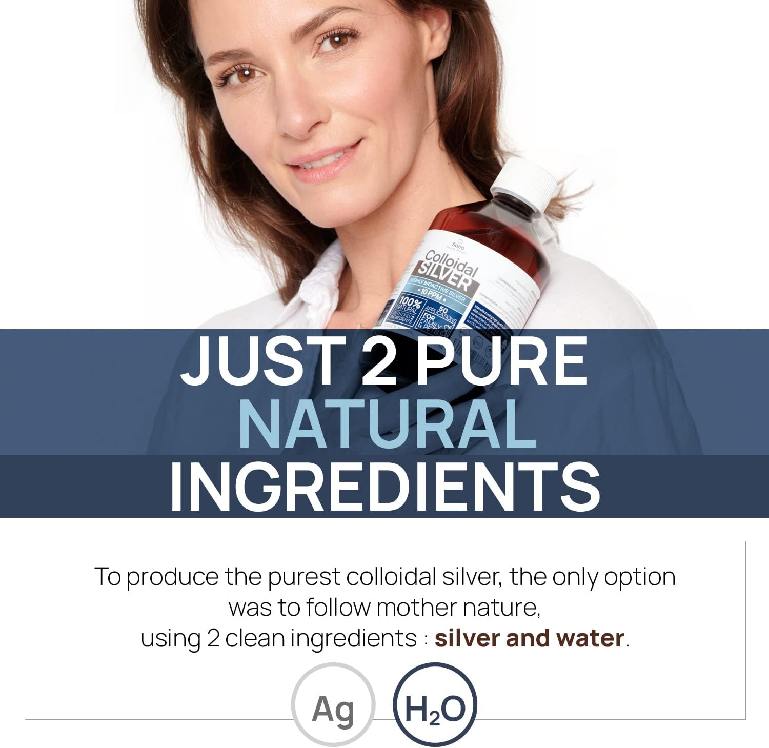32oz Institut Katharos Colloidal Silver Liquid - 10 PPM Hydrosol Silver Water for Immune Support - Nano Sol Supplement with Ionic Minerals