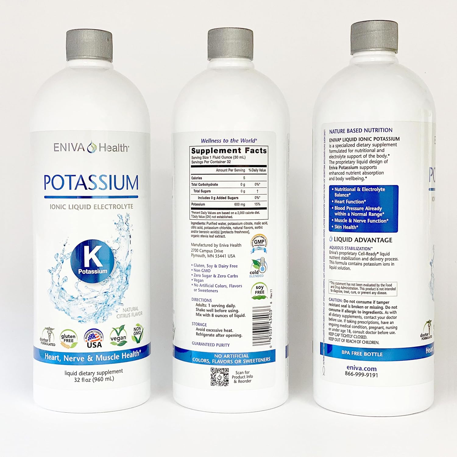 32oz Liquid Ionic Potassium & 60ct Omega-3 Fish Oil for Metabolic Function, Energy, Immune System Boost