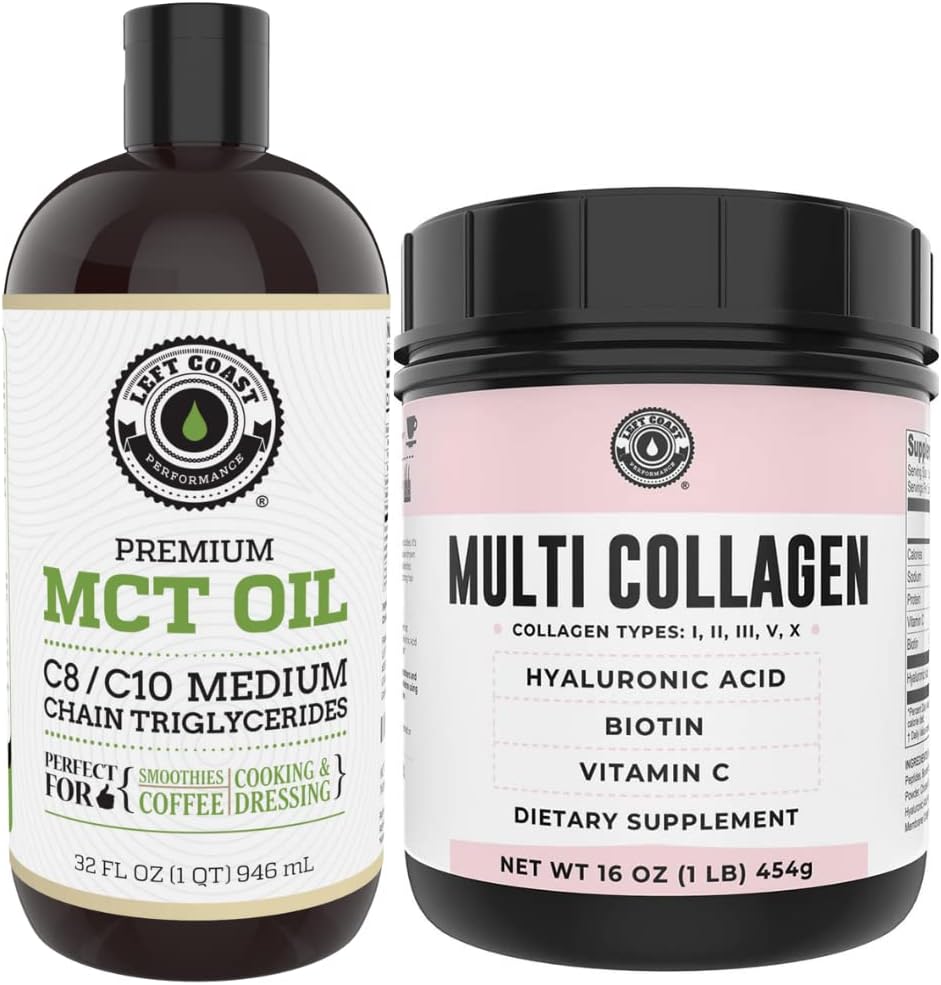 32oz MCT Oil & 1lb Multi Collagen Bundle by Left Coast Performance