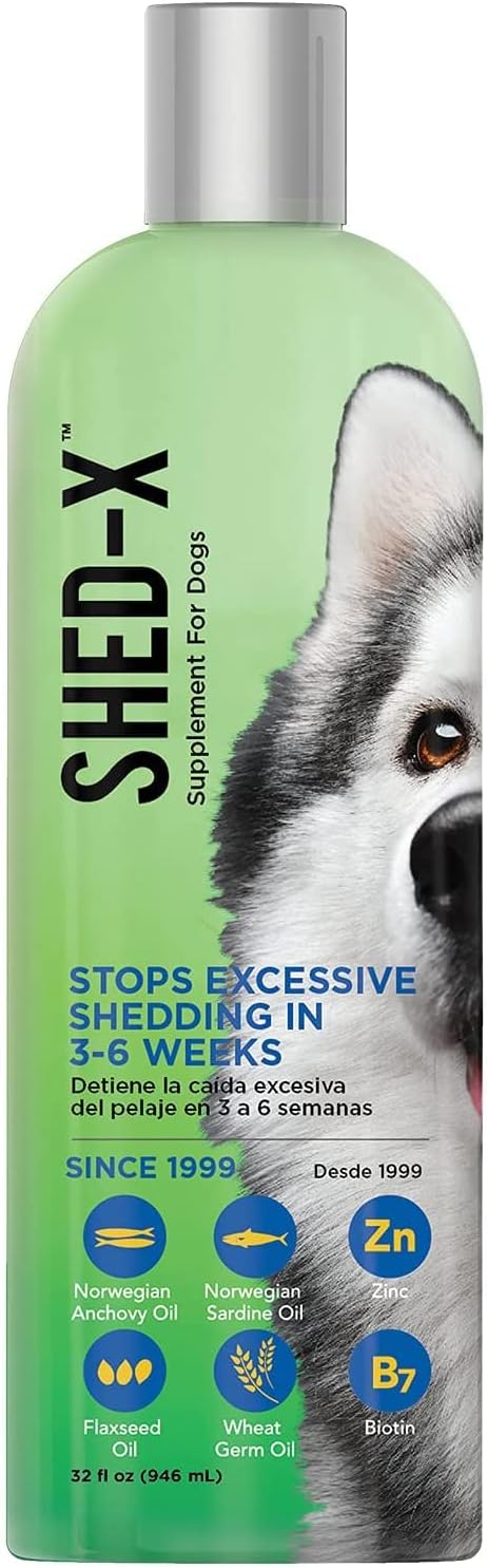 32oz SynergyLabs Shed-X Liquid Dog Supplement: 100% Natural Fish Oil for Dogs, Supports Skin & Coat, Essential Fatty Acids, Vitamins, Minerals