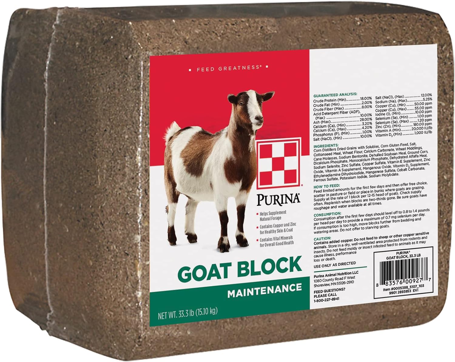 33 lb. Purina Goat Mineral Supplement Block for All Types and Lifestages