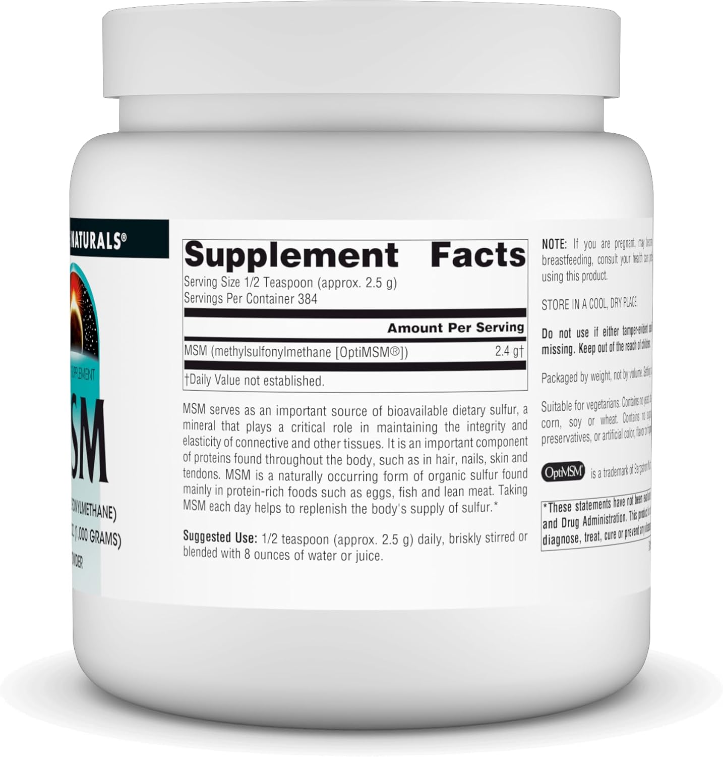 35 Ounce Source Naturals MSM Powder - 1,000 Grams Methylsulfonylmethane Supplement