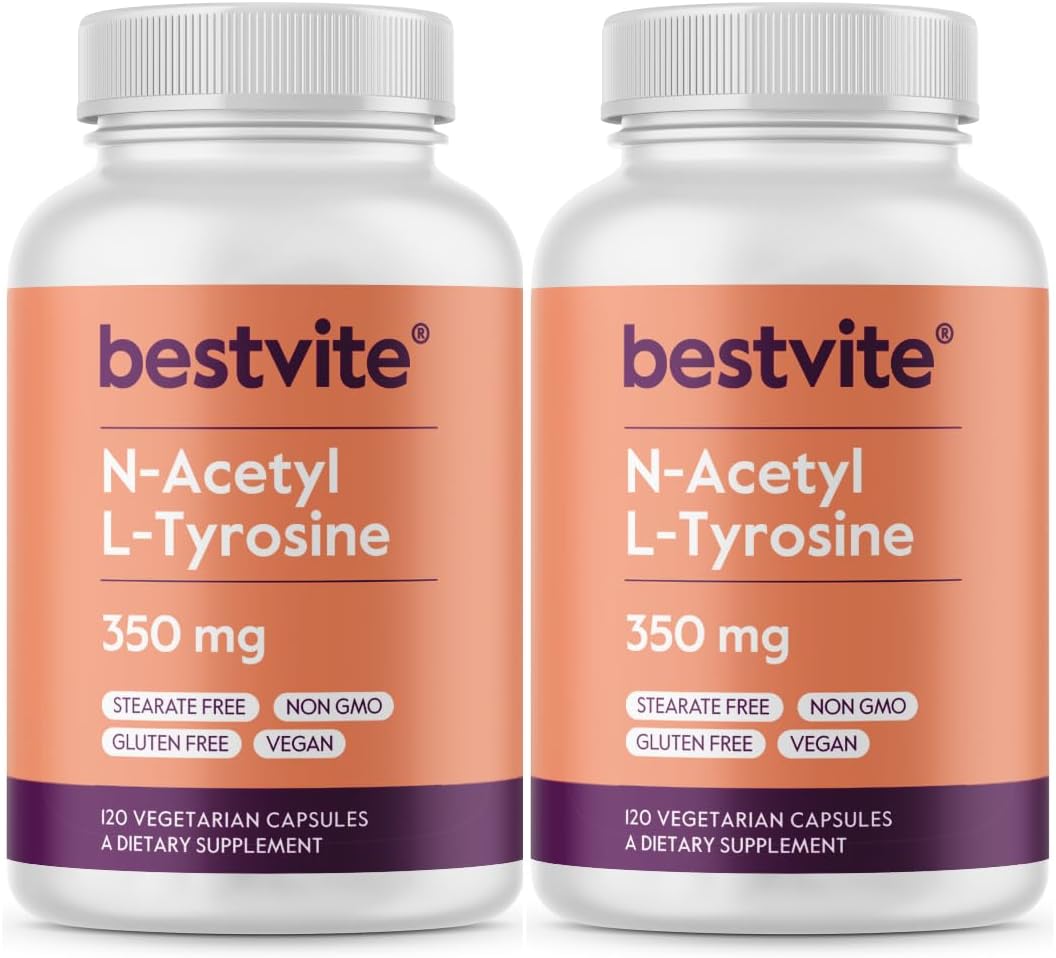 350mg N-Acetyl L-Tyrosine (NALT) Capsules - 240 Count (2 Pack) - Non GMO, Gluten Free, No Stearates