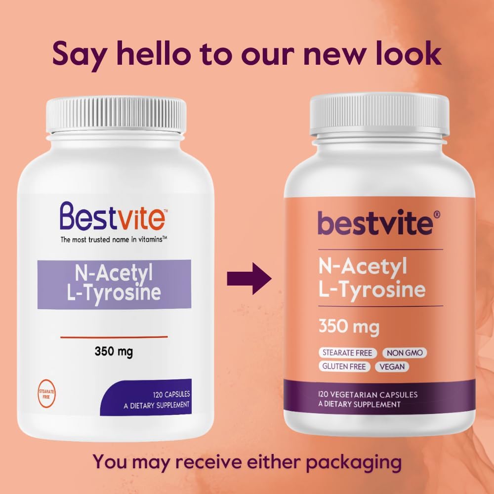 350mg N-Acetyl L-Tyrosine (NALT) Capsules - 240 Count (2 Pack) - Non GMO, Gluten Free, No Stearates