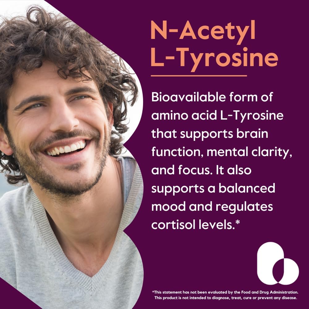 350mg N-Acetyl L-Tyrosine (NALT) Capsules - 240 Count (2 Pack) - Non GMO, Gluten Free, No Stearates