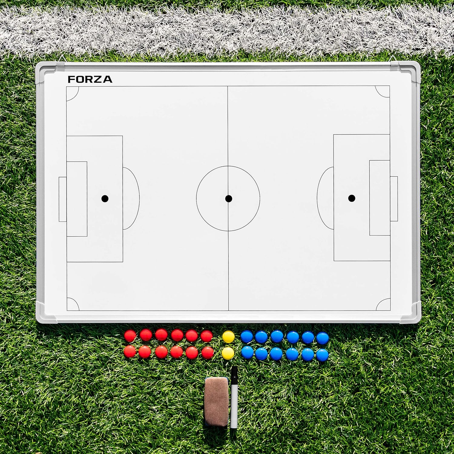 35x24 Double-Sided Sports Coaching Whiteboard | 13 Sport Options - Magnetic Markers, Pen & Eraser Included