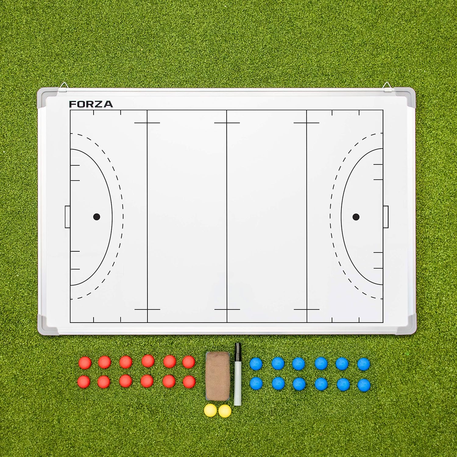 35x24 Double-Sided Sports Coaching Whiteboard | 13 Sport Options - Magnetic Markers, Pen & Eraser Included