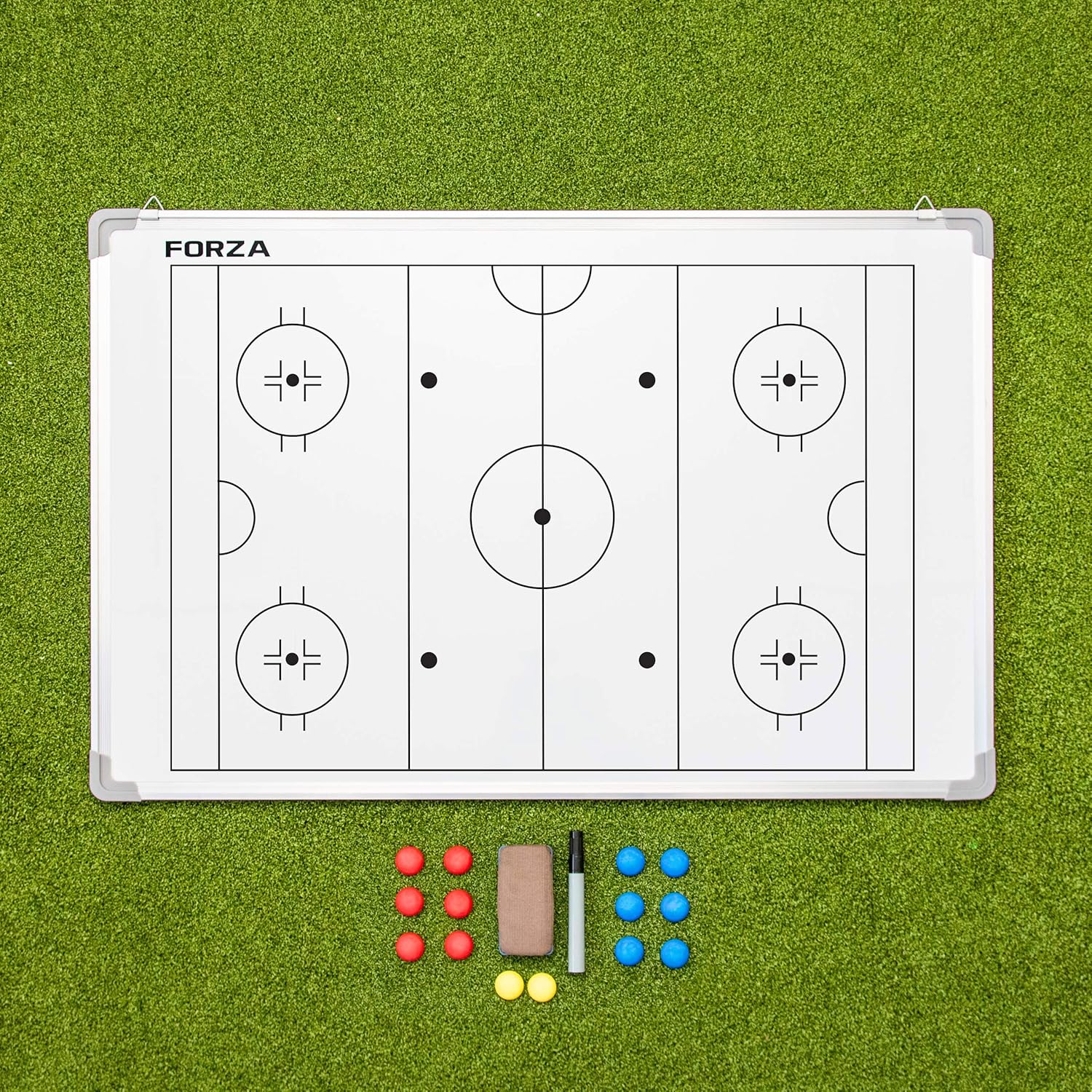 35x24 Double-Sided Sports Coaching Whiteboard | 13 Sport Options - Magnetic Markers, Pen & Eraser Included