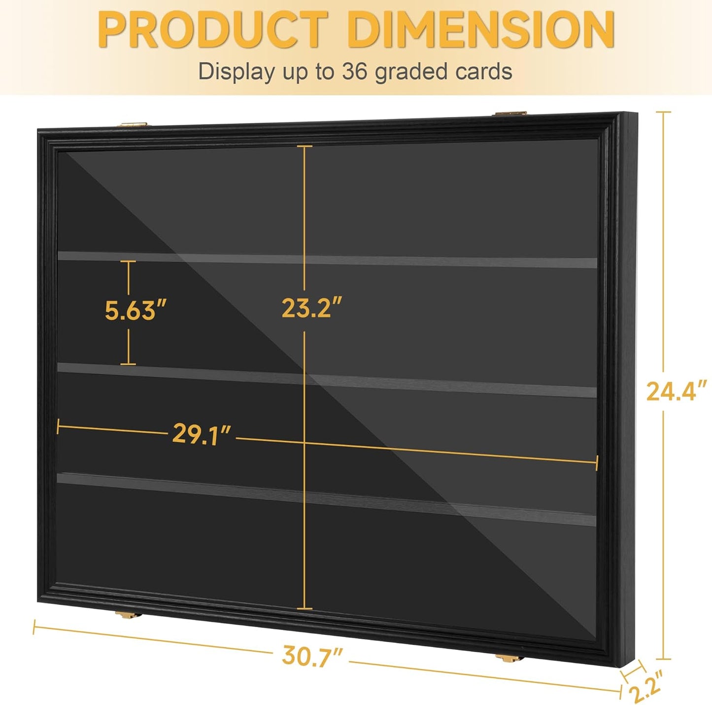 36 Baseball Sports Card Display Frame with UV Protection and Lockable Wall Cabinet by WELIDAY