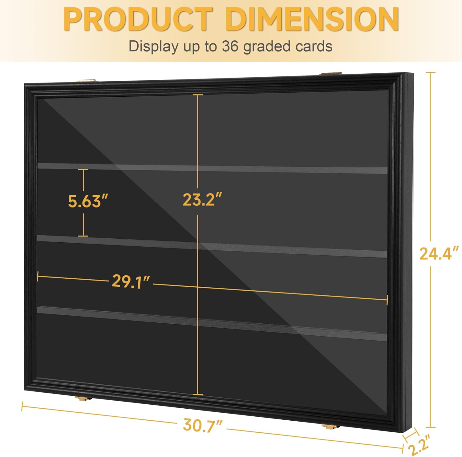 36 Baseball Sports Card Display Frame with UV Protection and Lockable Wall Cabinet by WELIDAY