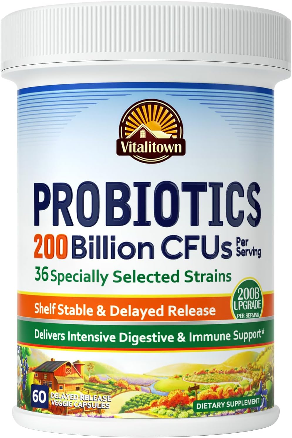 36-Strain Probiotic Supplement 200 Billion CFUs for Digestive & Immune Support - Vegan, Non-GMO, 60 Count