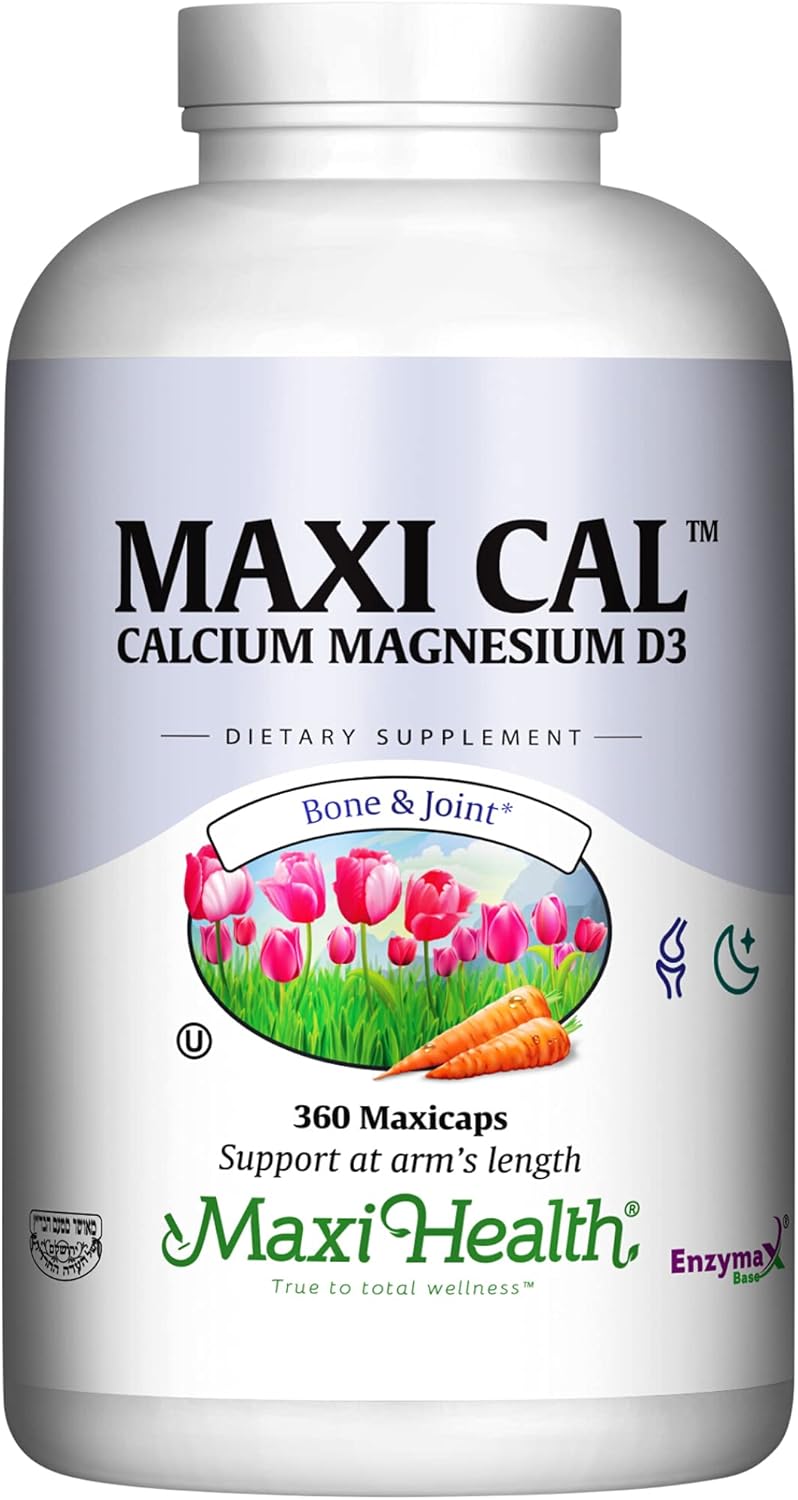 360 Capsules Maxi Health Calcium 1000mg with Vitamin D3 and Magnesium - Bone, Teeth, and Joint Support for Men and Women - Maxi Cal Supplement