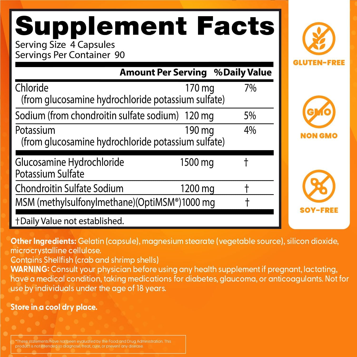 360 Count Doctor's Best Glucosamine Chondroitin MSM Capsules for Joint Support, OptiMSM Supplement Supports Healthy Joint Function, Non-GMO & Gluten Free