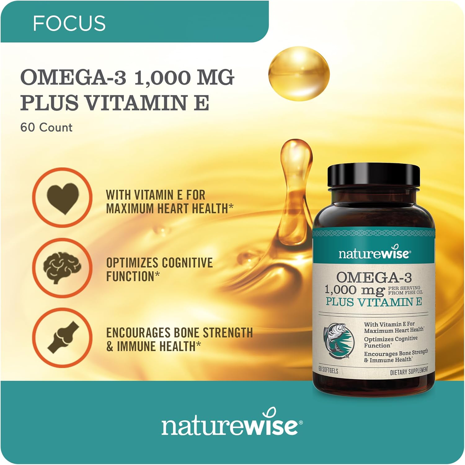 360-Count NatureWise Vitamin D3 2000iu with Omega 3, Vitamin E for Muscle, Immune, Heart, Brain, Eye, Joint, Bone Health in 60ct for Men and Women