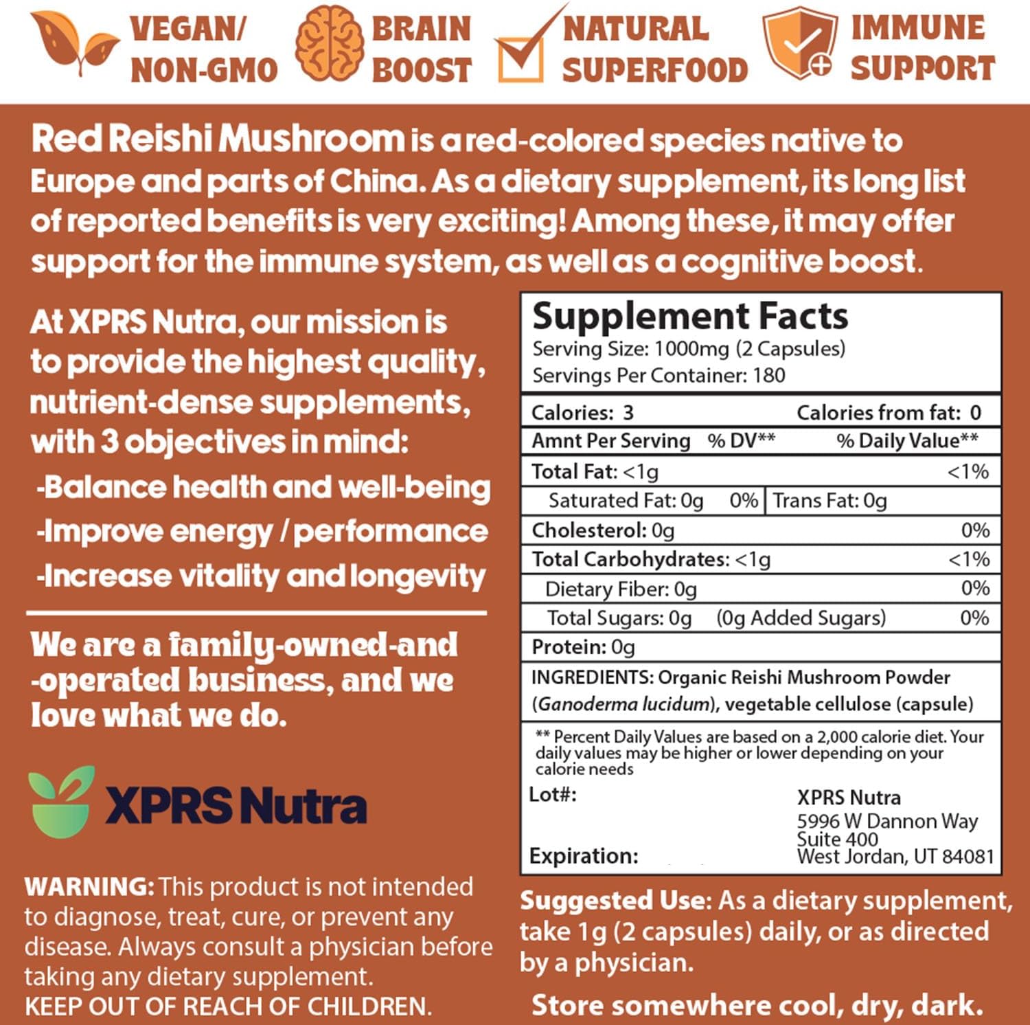 360 Count Reishi Mushroom Capsules for Cognitive and Immune Support - 6 Month Supply - Organic Red Reishi Supplement