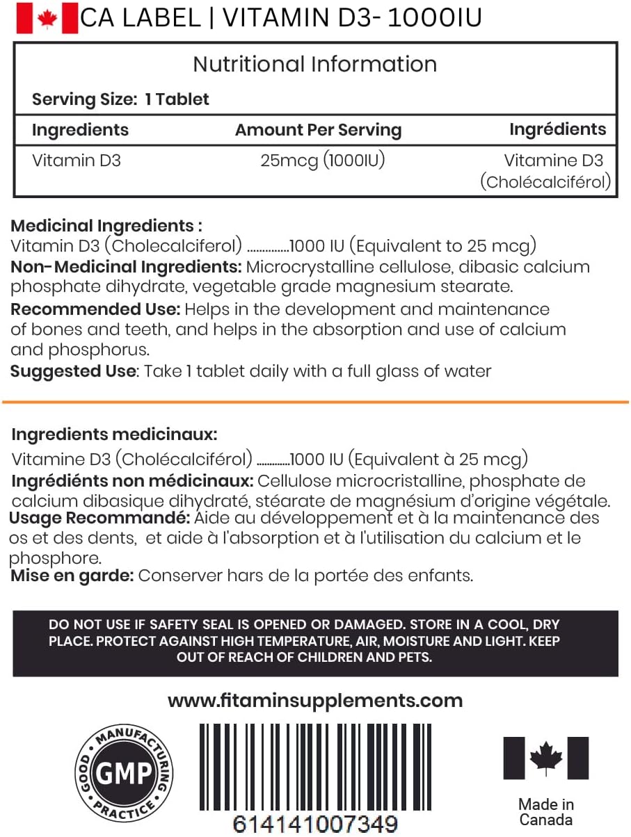 360 Easy-Swallow Vitamin D3 1000iu Tablets for Strong Bones & Immune Support - Natural Supplement for Men, Women & Seniors - 1 Year Supply