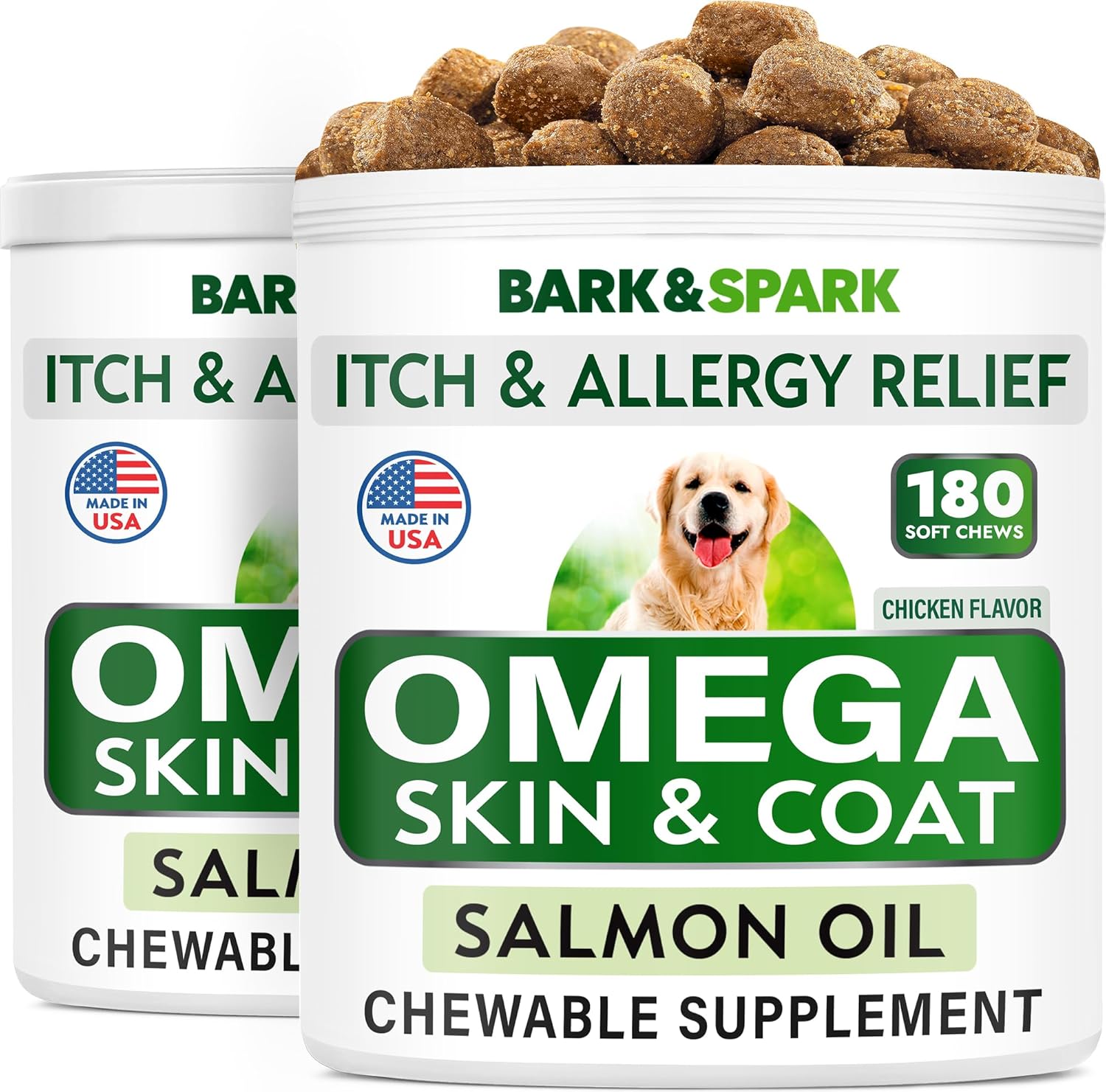 360 Fish Oil Treats for Dogs - Omega 3 Supplement for Shedding, Allergies, Itch Relief, Hot Spots, Joint Health - Skin & Coat Support with EPA & DHA Fatty Acids
